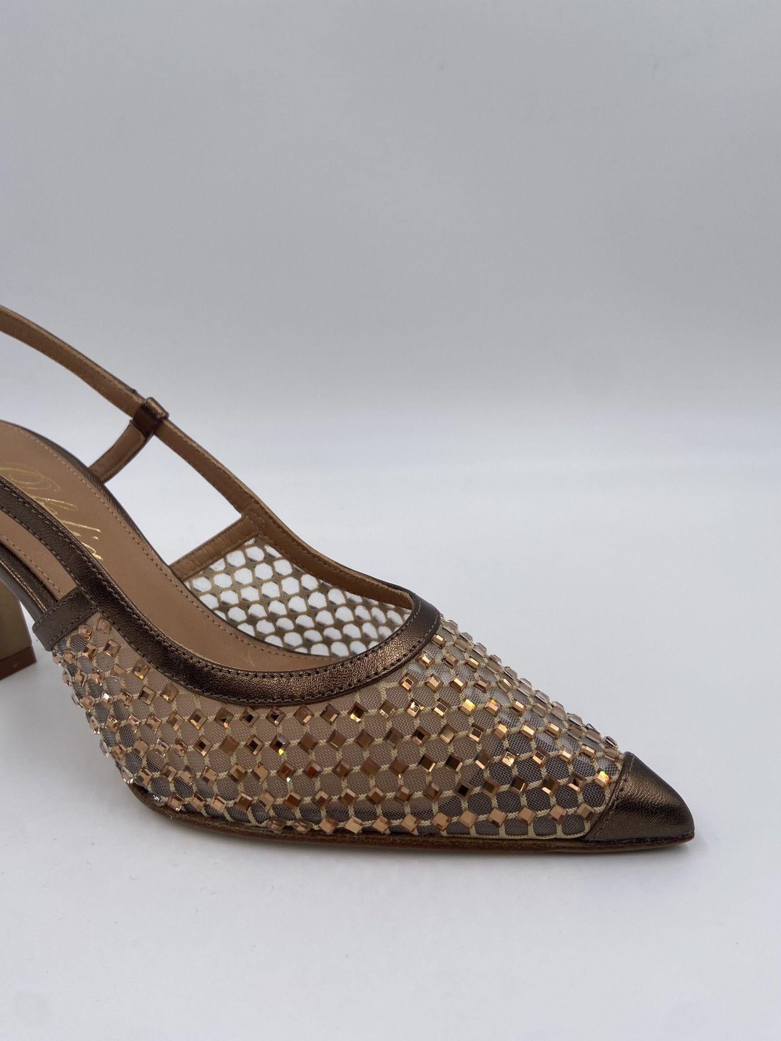 Slingback con dettaglio rete e perline 2528 BRONZO OFELIA 