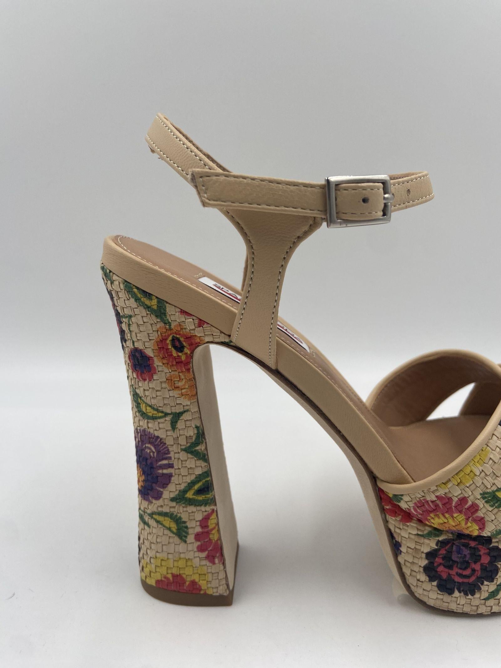 Sabot in fibra naturale motivo fiori 2594 BEIGE SPAZIO MODA 