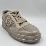 Sneakers in pelle con logo a contrasto