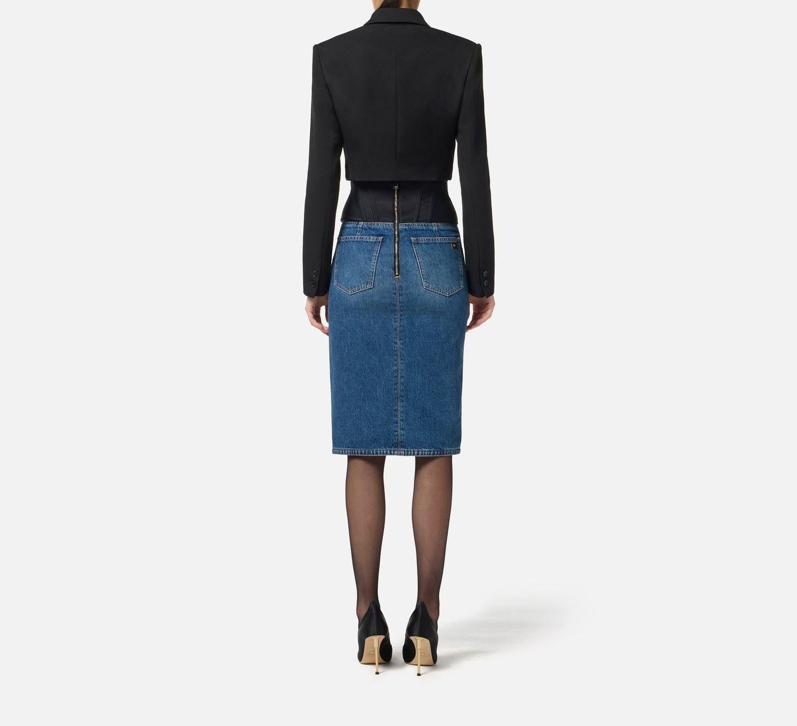 Giacca cropped in gabardina - Elisabetta Franchi GI22361E2 110 ELISABETTA FRANCHI 