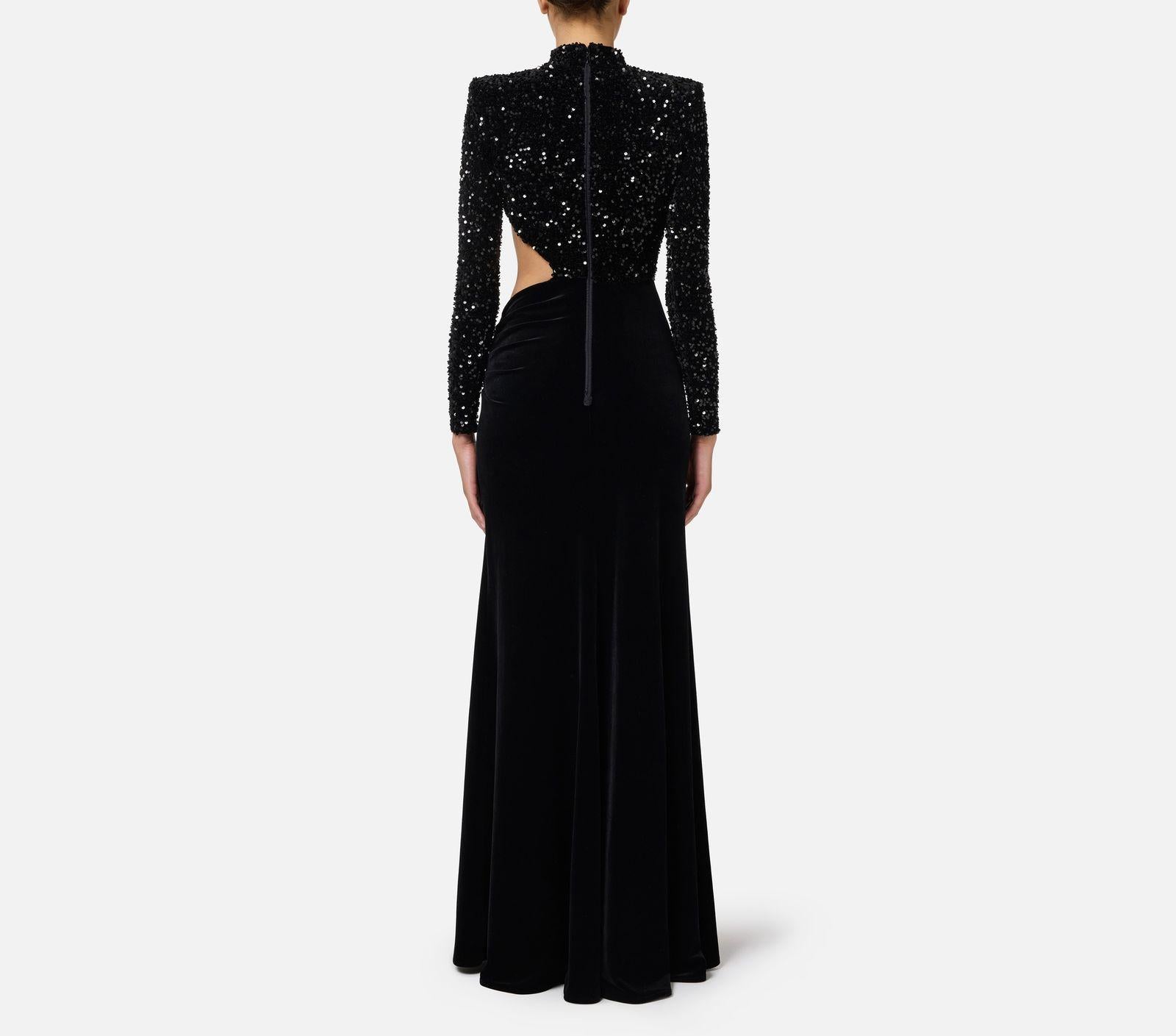 Abito Red Carpet in ciniglia ricamata con paillettes - Elisabetta Franchi AB73647E2 110 ELISABETTA FRANCHI 