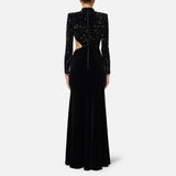 Abito Red Carpet in ciniglia ricamata con paillettes - Elisabetta Franchi AB73647E2 110 ELISABETTA FRANCHI 