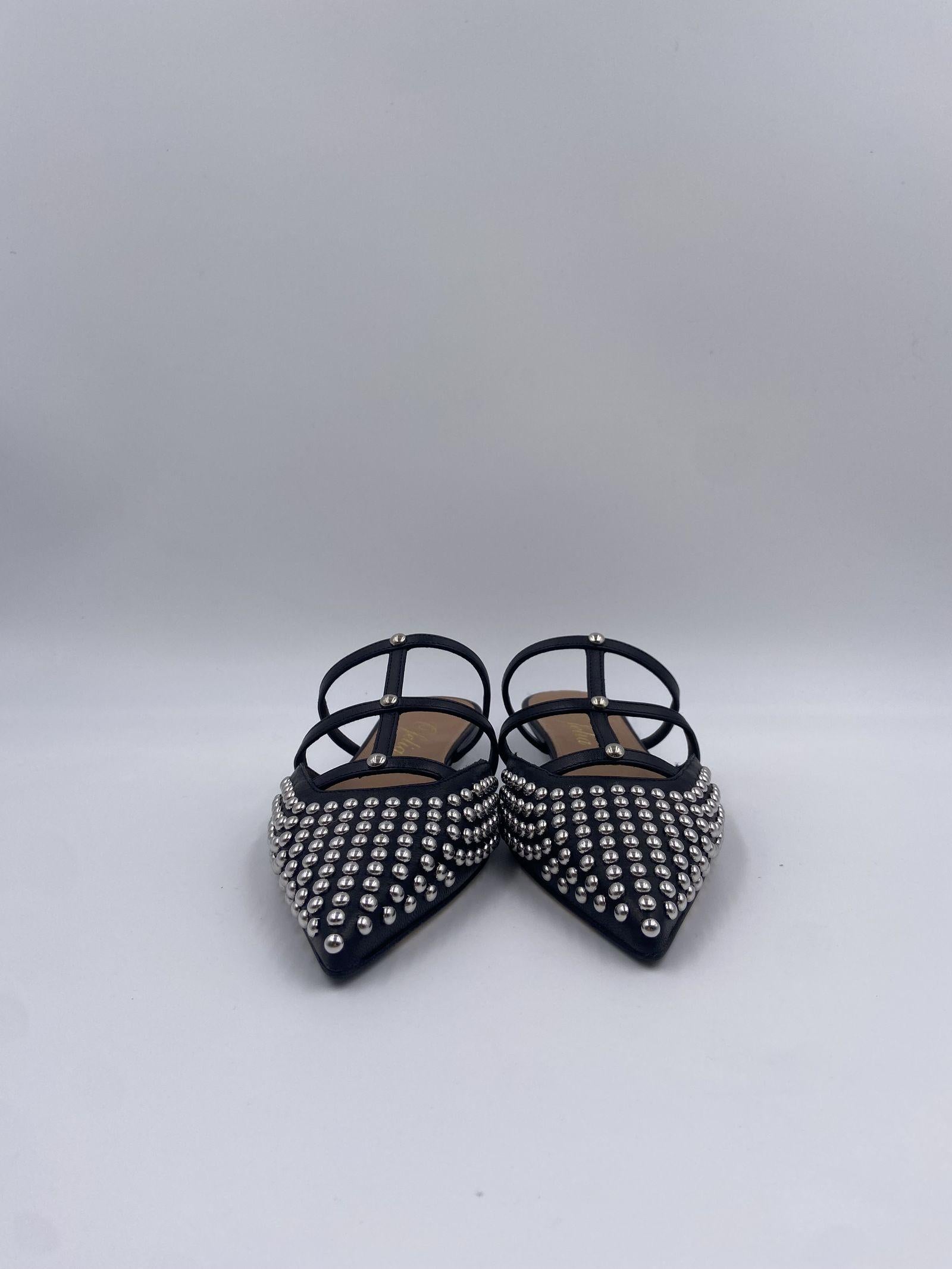 Scarpa bassa aperta con borchie 2569 NERO OFELIA 
