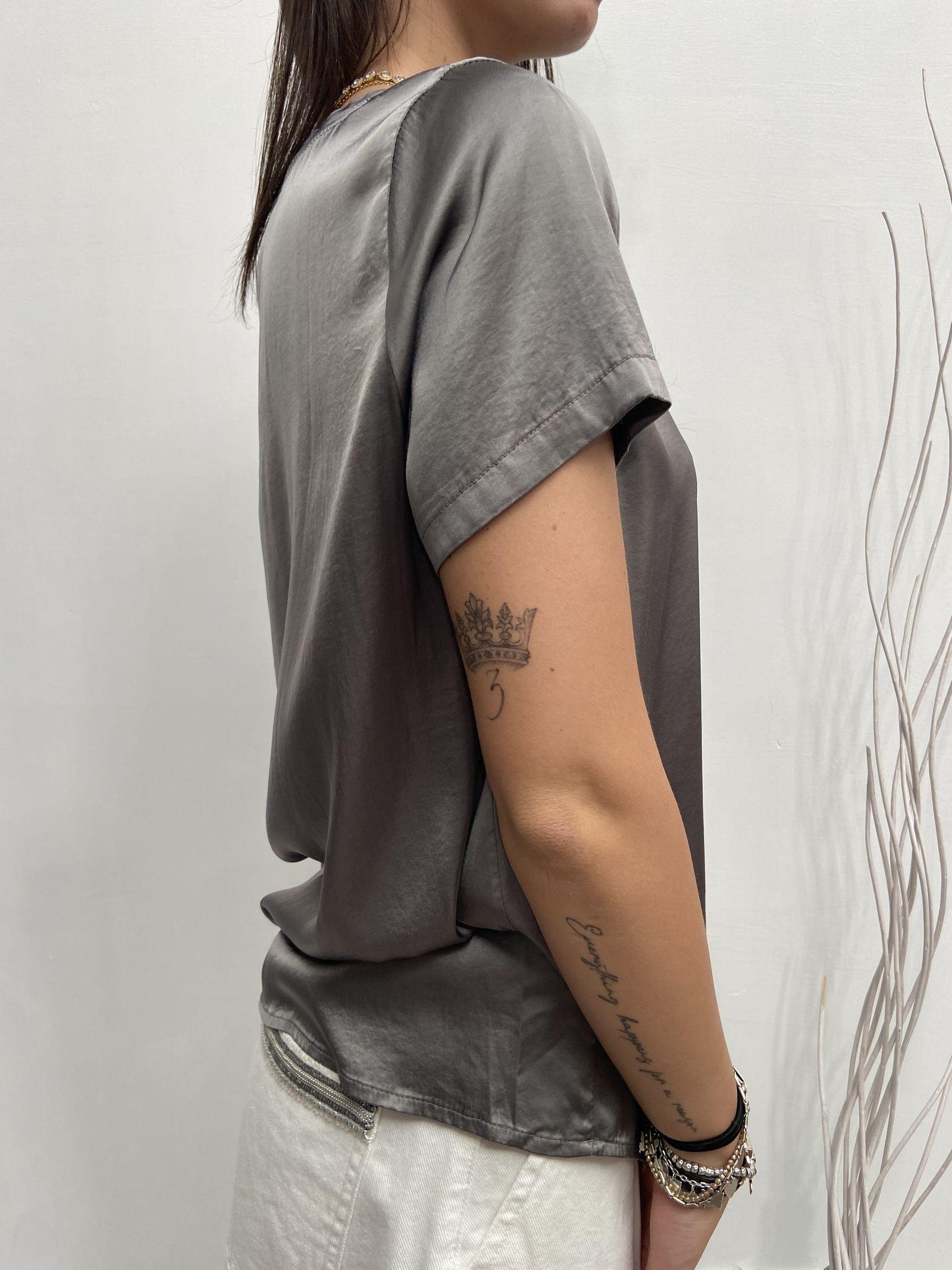 T- shirt girocollo satinata - Ofelia MS2003 GRIGIO OFELIA 