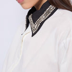 Camicia in popeline con strass 521FD45012 521045-01 GAUDI' 