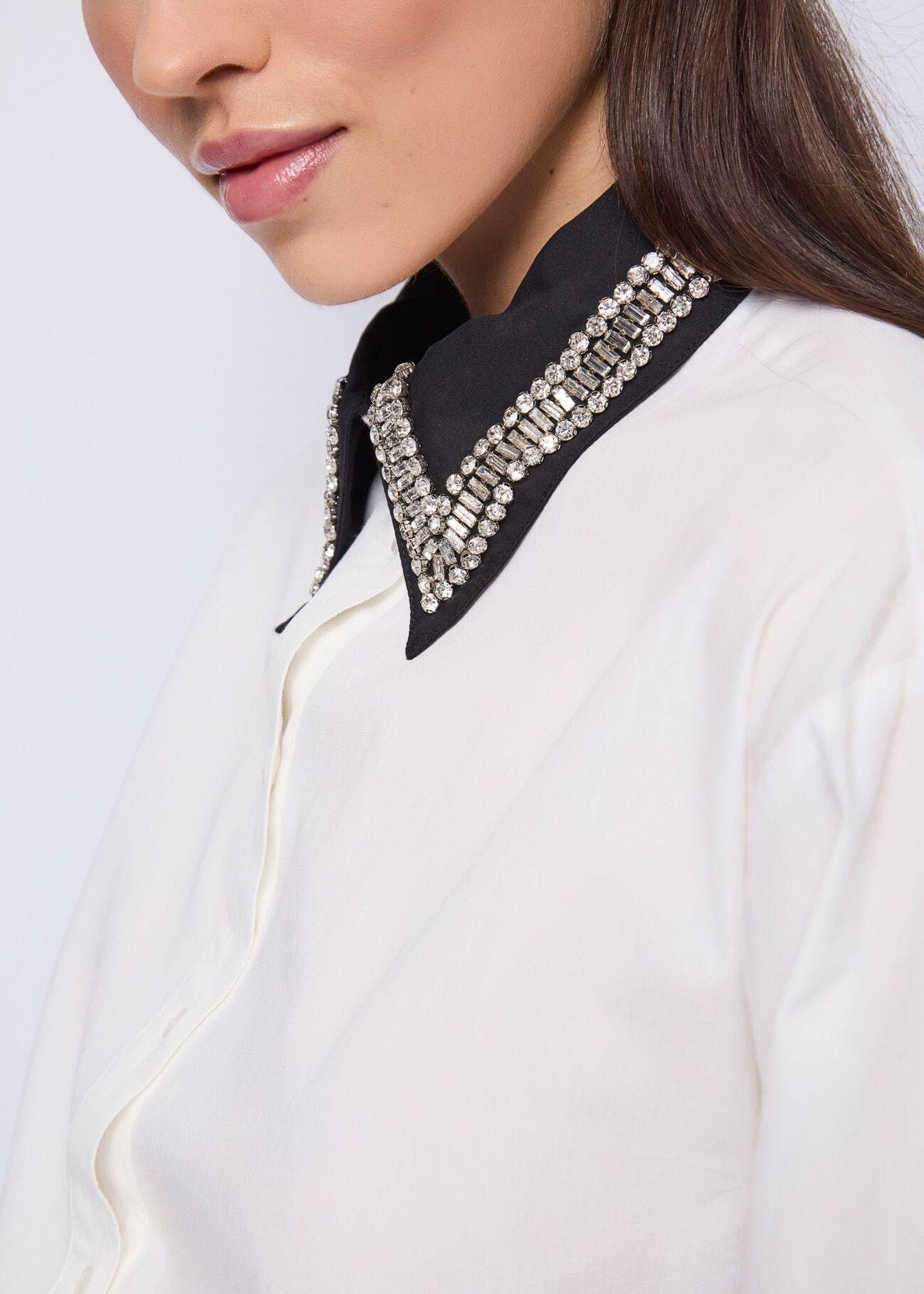 Camicia in popeline con strass 521FD45012 521045-01 GAUDI' 