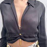 Camicia crop con charms - Elisabetta Franchi CA01931E2 110 ELISABETTA FRANCHI 