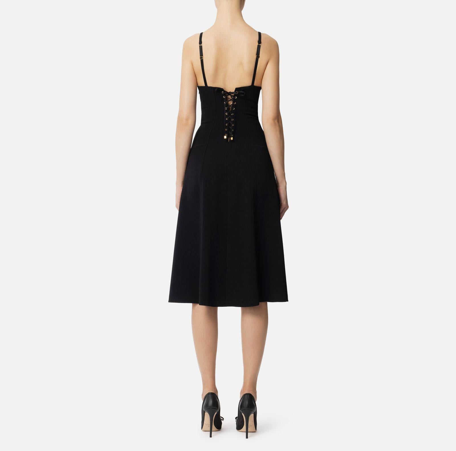 Abito in crèpe leggero con lacci criss-cross AB74852E2 110 ELISABETTA FRANCHI 