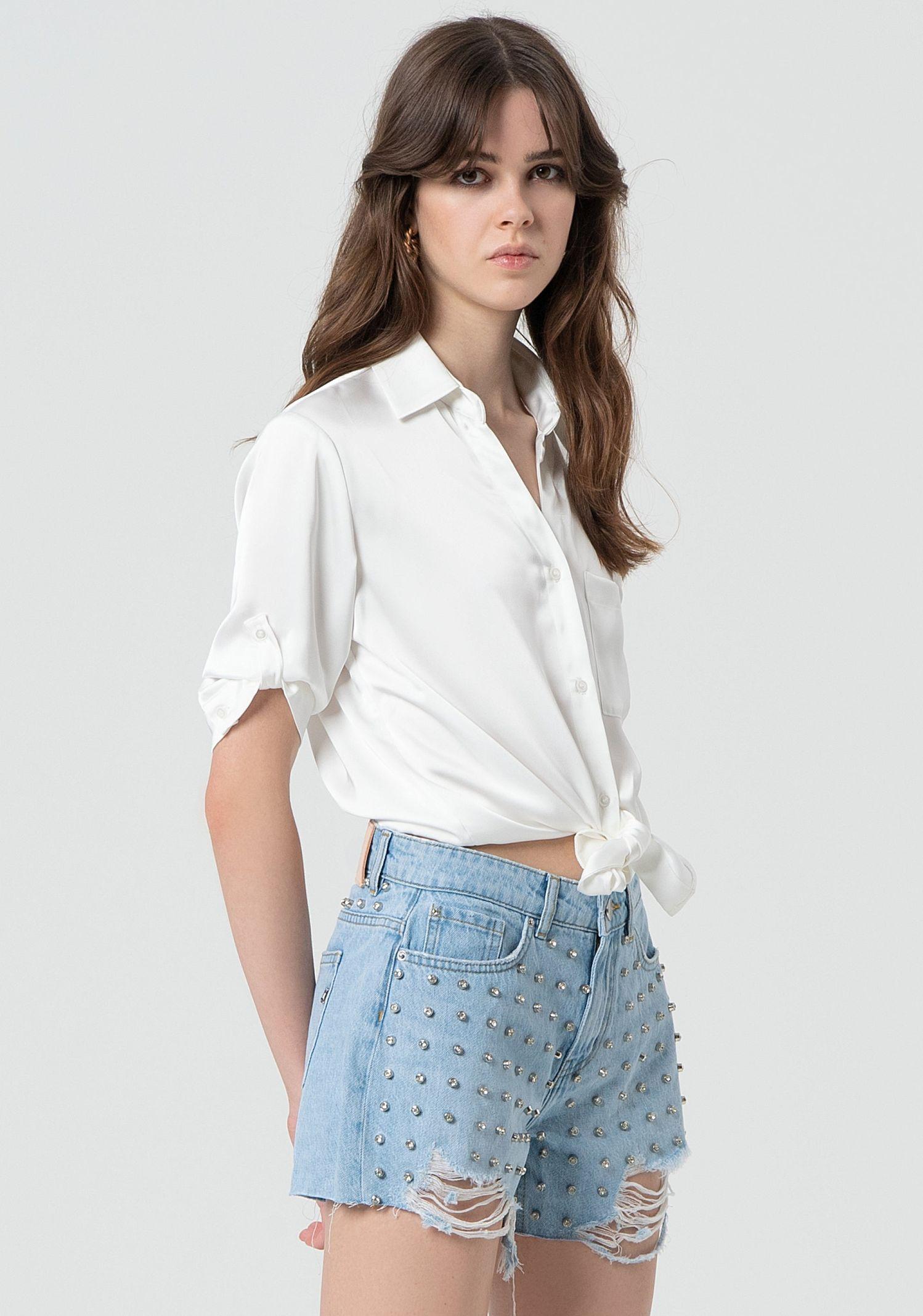 Shorts in denim con pietre FR25SV6013D419R9 428 FRACOMINA 
