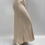Gonna satinata con passamaneria in vita 887613 CREMA OFELIA 