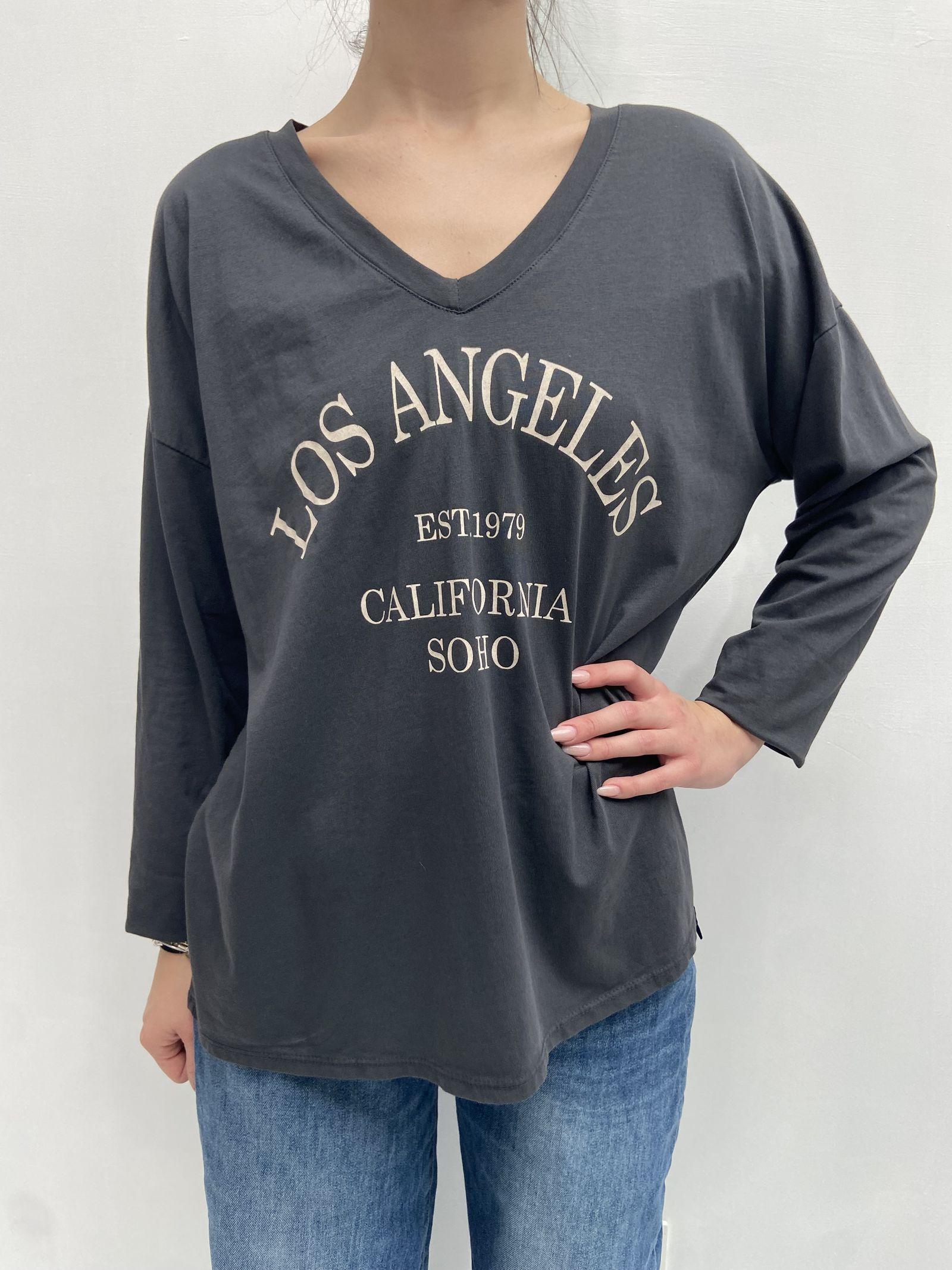 T-shirt stampa Los Angeles 2831LOSANGELES ANTRACITE OFELIA 