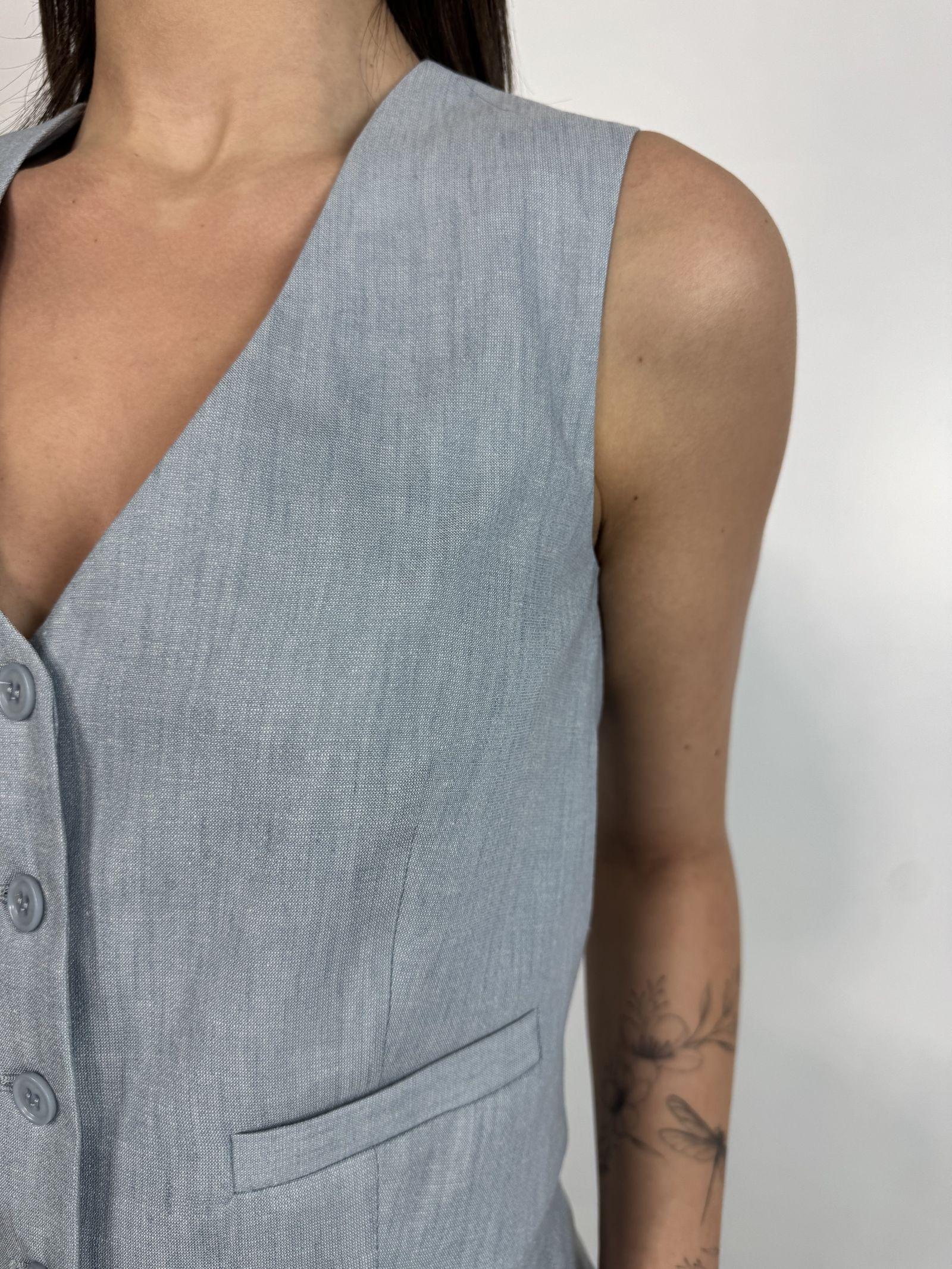 Gilet monopetto in lino - Eleh SS260309 BLU ELEH 