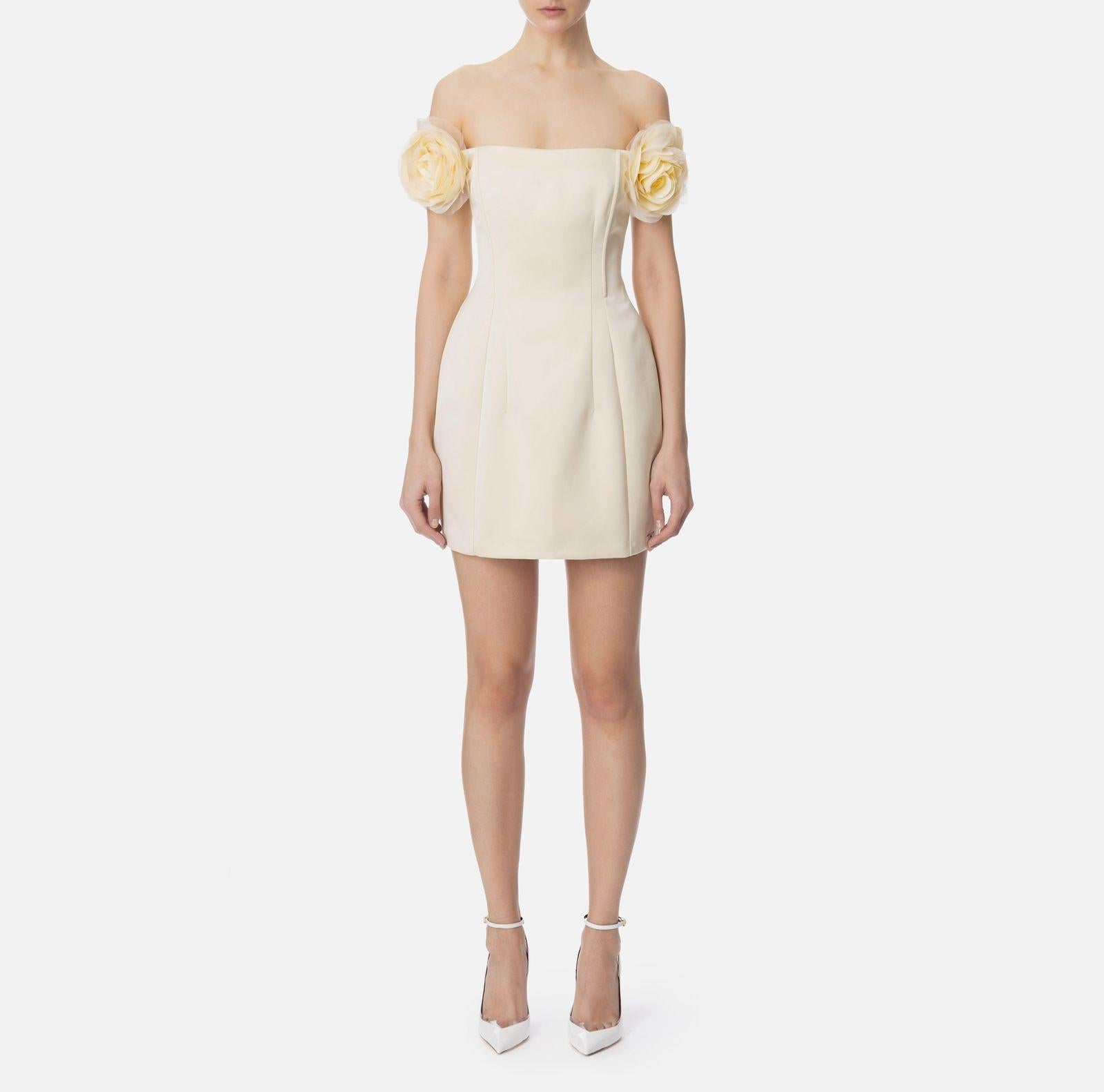 Abito in duchesse con fiori - Elisabetta Franchi ABT5152E2 DC7 ELISABETTA FRANCHI 