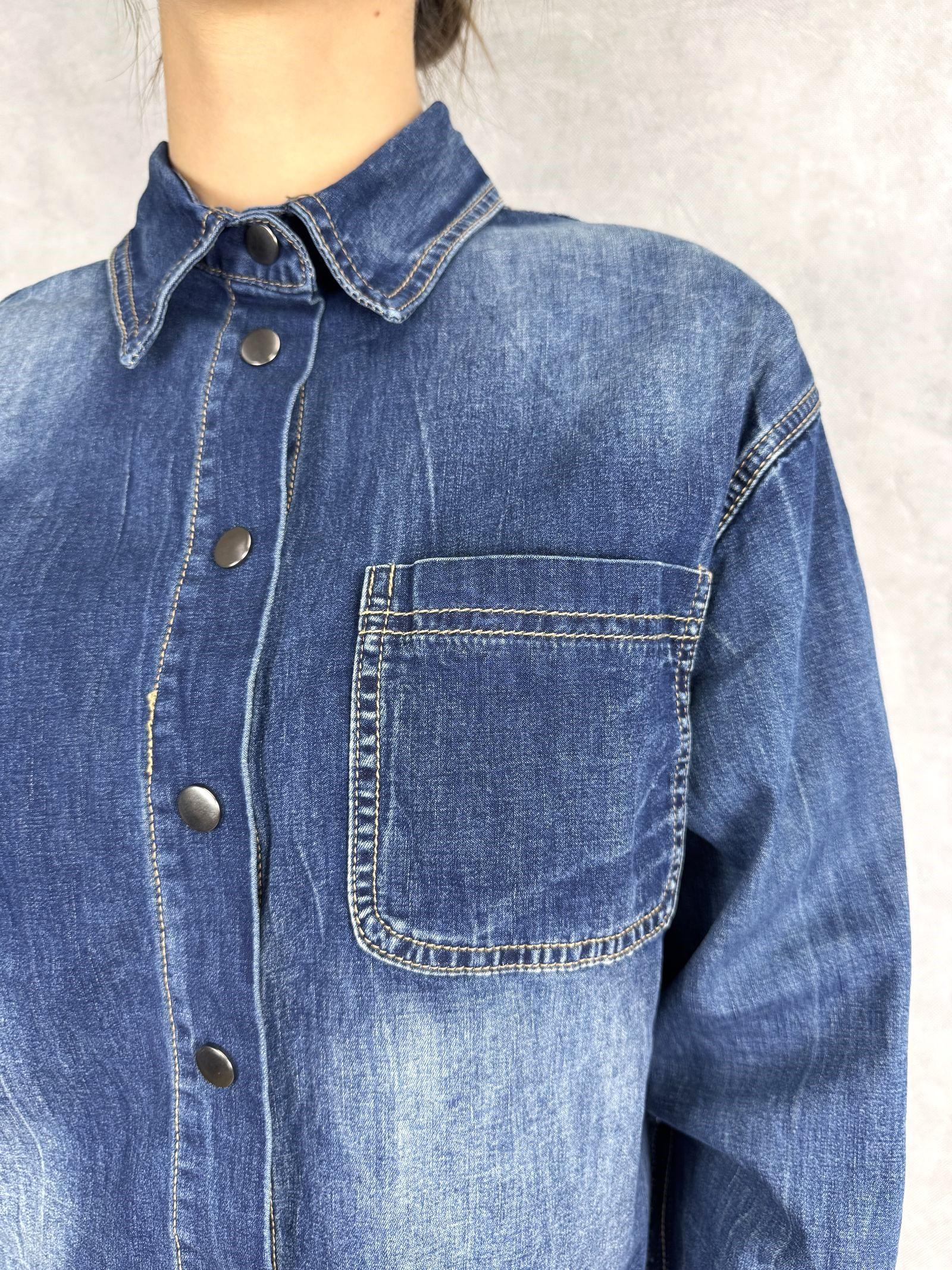 Camicia corta in denim medio scuro 224101JC768 DENIM OFELIA 