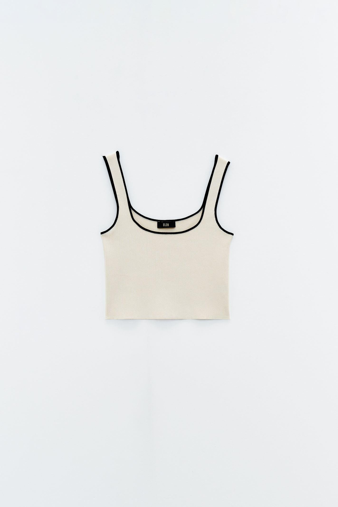 Top cropped con bordatura in contrasto SSEM5001 PANNA ELEH 