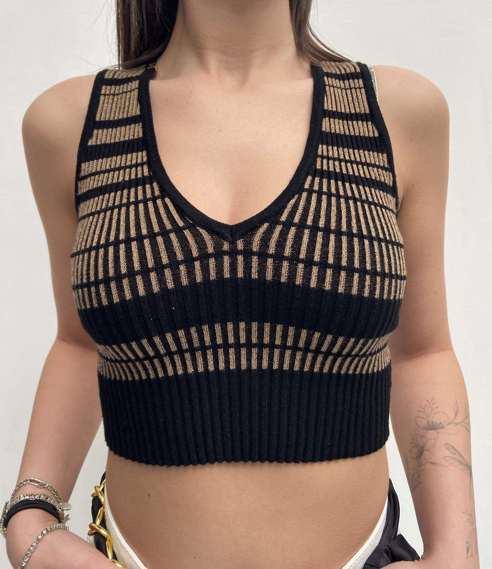 Top crop in maglia - Elisabetta Franchi TK62M31E2 K16 ELISABETTA FRANCHI 