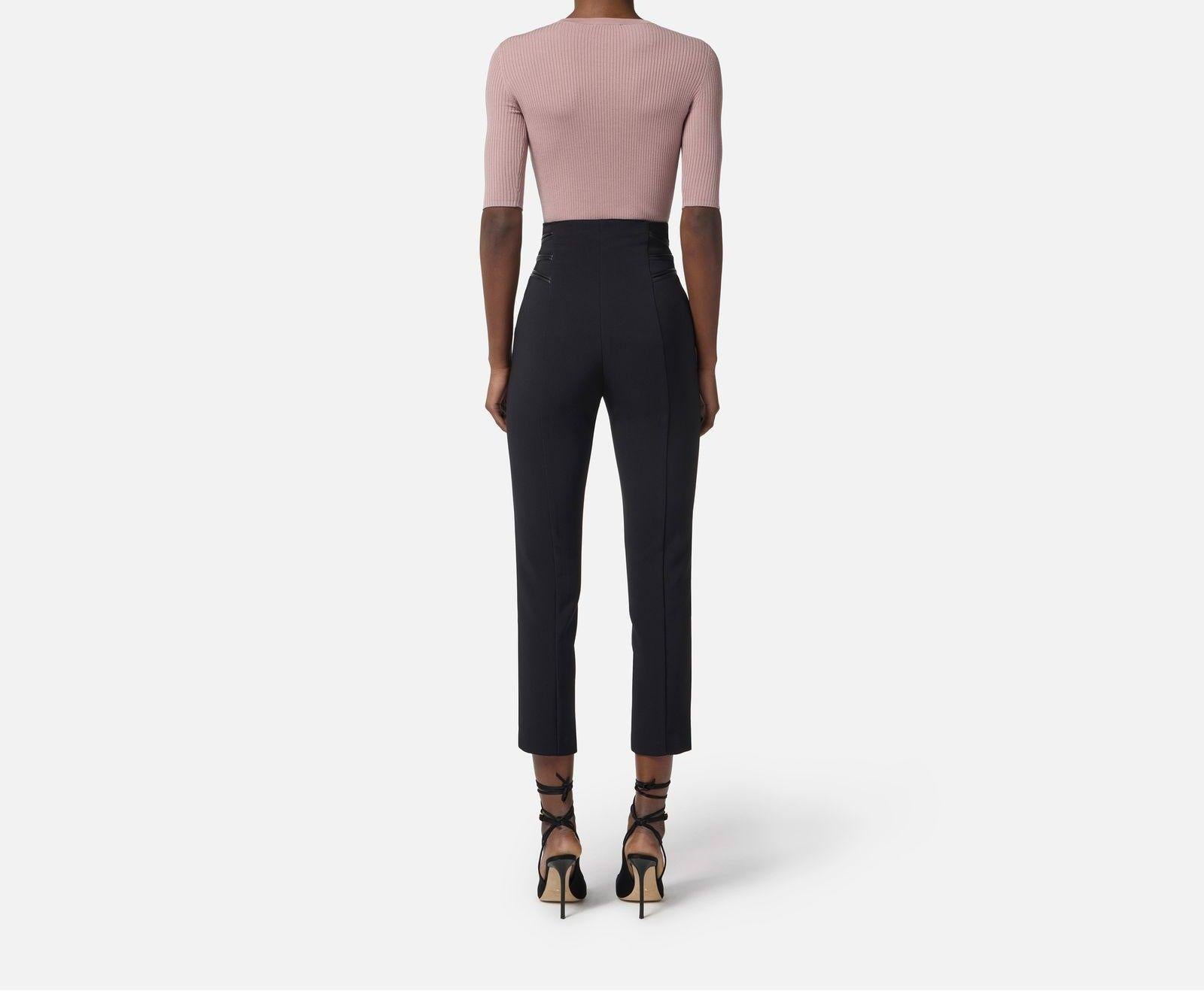 Pantalone con dettagli zip - Elisabetta Franchi PA11956E2 110 ELISABETTA FRANCHI 