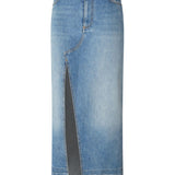 Gonna lunga in denim con spacco davanti