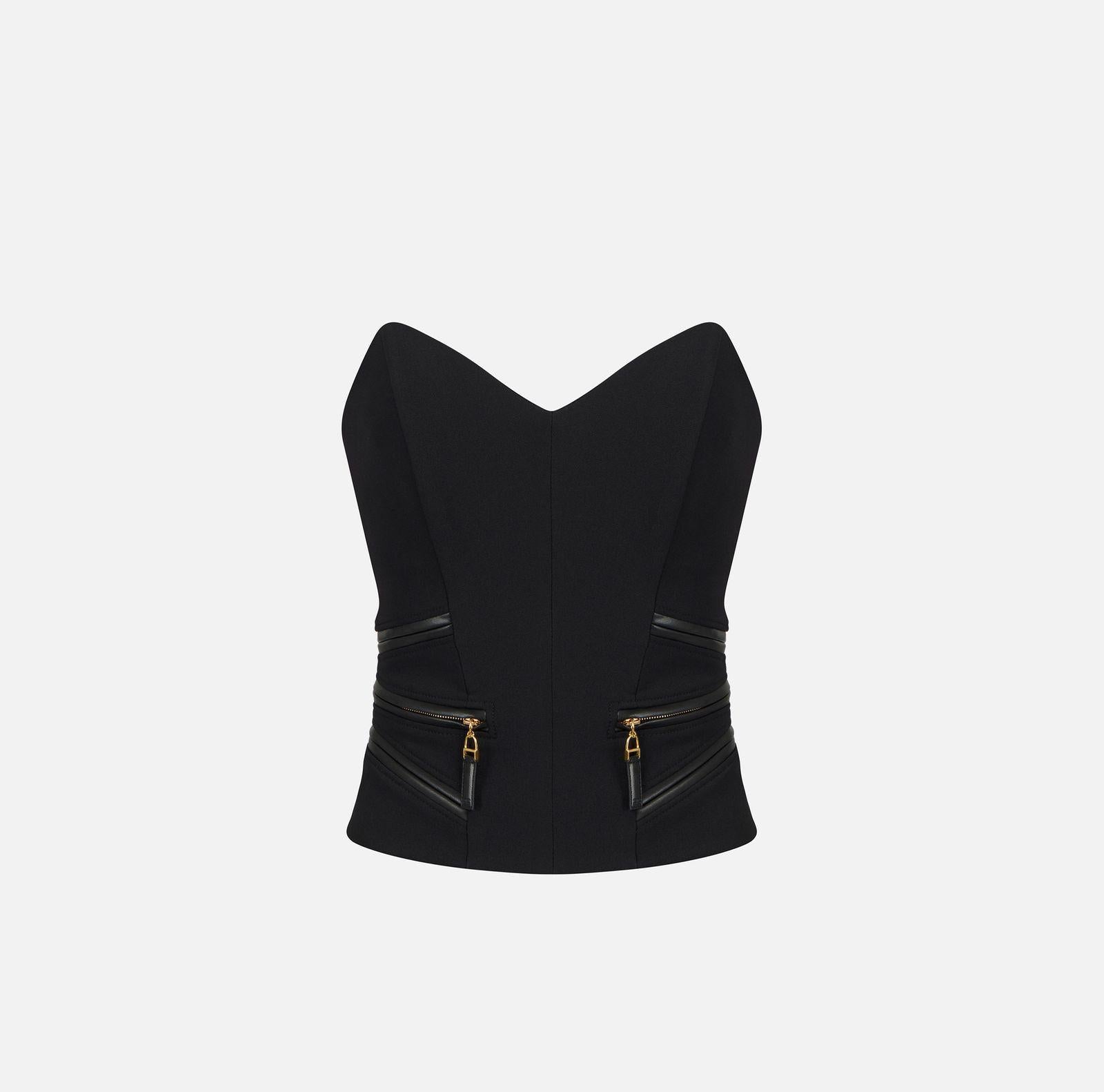 Top con dettagli zip - Elisabetta Franchi TO03656E2 110 ELISABETTA FRANCHI 