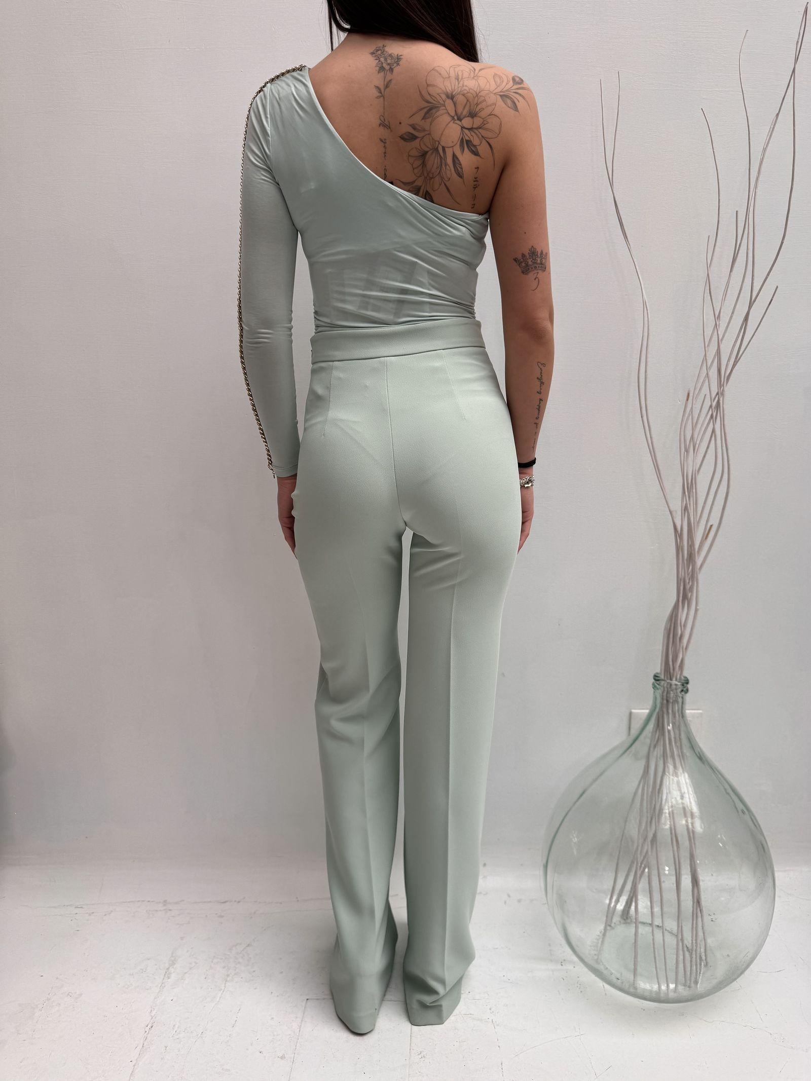 Pantalone con placca oro logata - Elisabetta Franchi PAT1541E2 BV9 ELISABETTA FRANCHI 