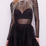T- shirt in tulle con strass