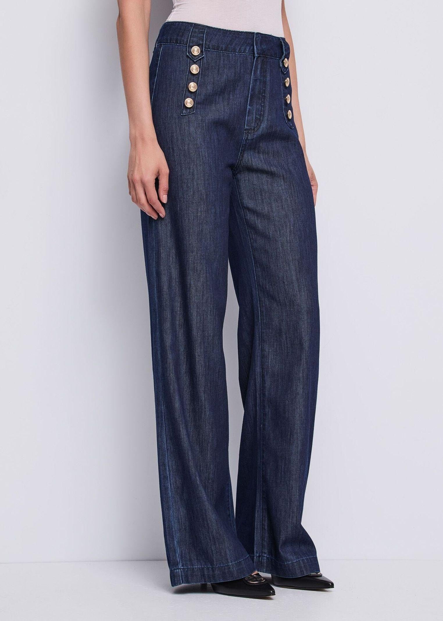 Jeans wide leg con bottoni dorati - Gaudi 611BD26038 00 GAUDI' 