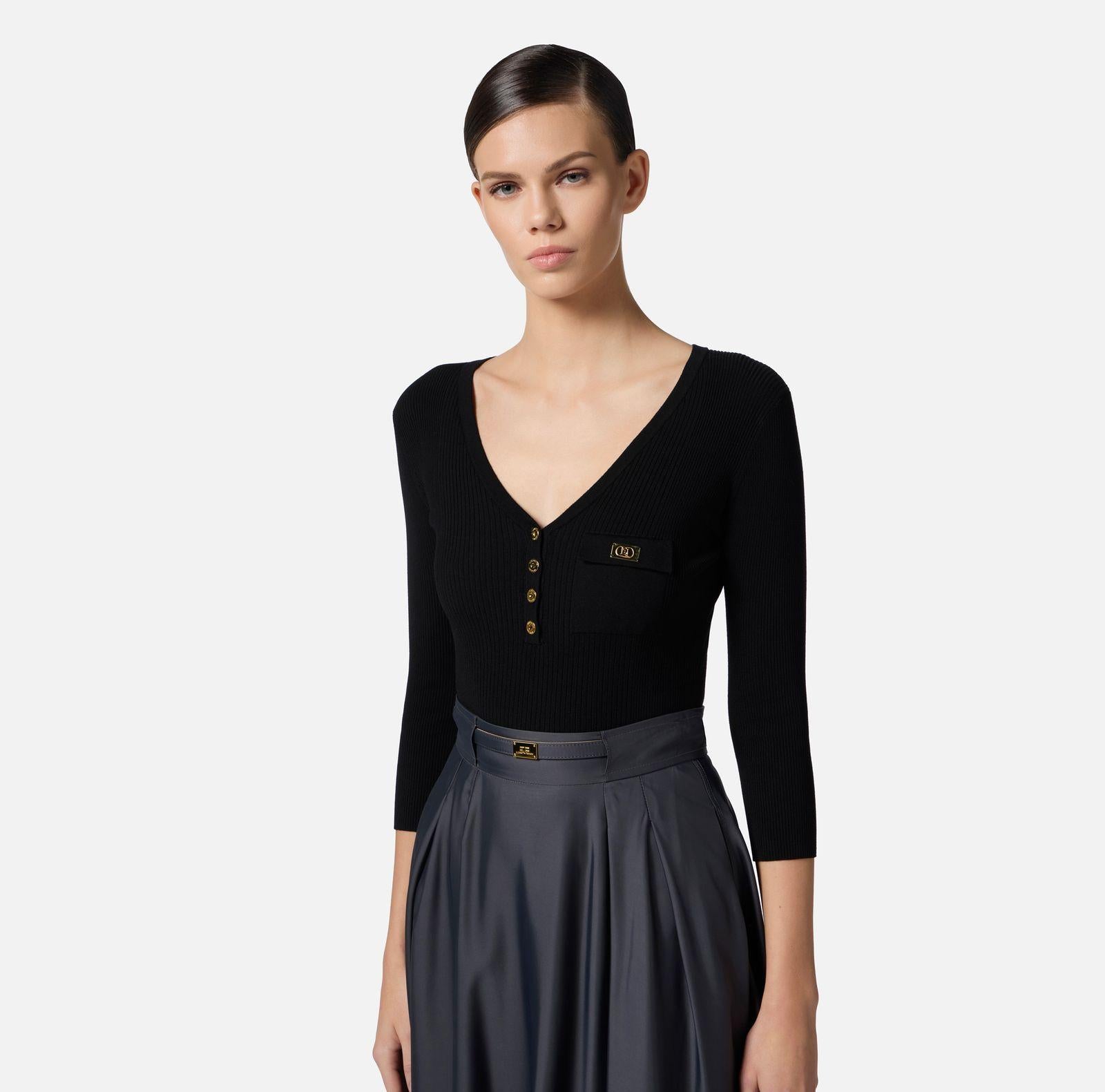Maglia in misto seta - Elisabetta Franchi MK62B51E2 110 ELISABETTA FRANCHI 