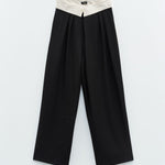 Pantalone palazzo con pieghe ESS250080 NERO ELEH 