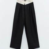Pantalone palazzo con pieghe ESS250080 NERO ELEH 