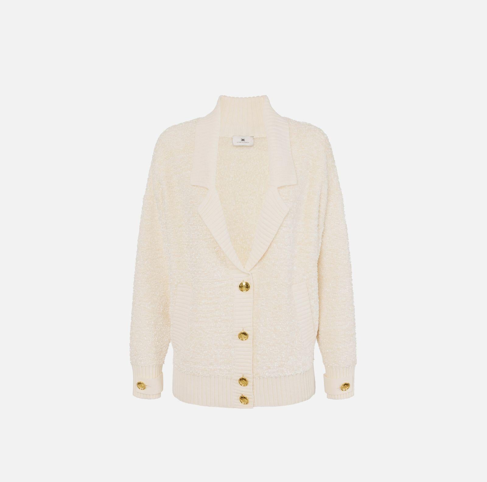Cardigan in ciniglia bouclè - Elisabetta Franchi MK44S57E2 DZ9 ELISABETTA FRANCHI 