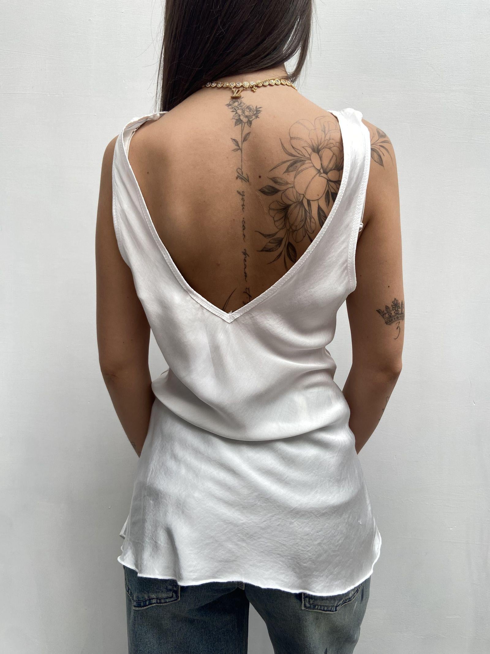 Top satinato scollo profondo - Ofelia MS2007 BIANCO OFELIA 