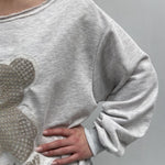 Felpa con orsetto A1287 GRIGIO OFELIA 