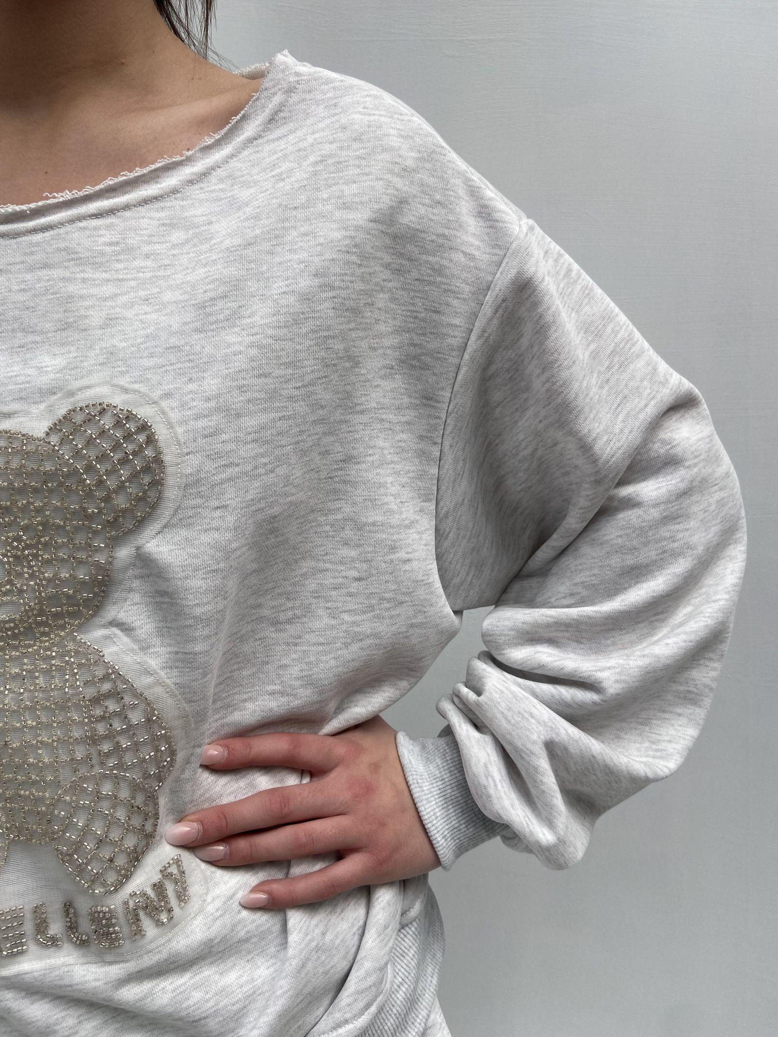 Felpa con orsetto A1287 GRIGIO OFELIA 