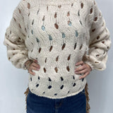 Maglia intrecciata JS376 BEIGE OFELIA 