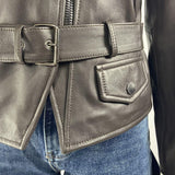 Giubbotto chiodo in pelle P104 NERO OFELIA 