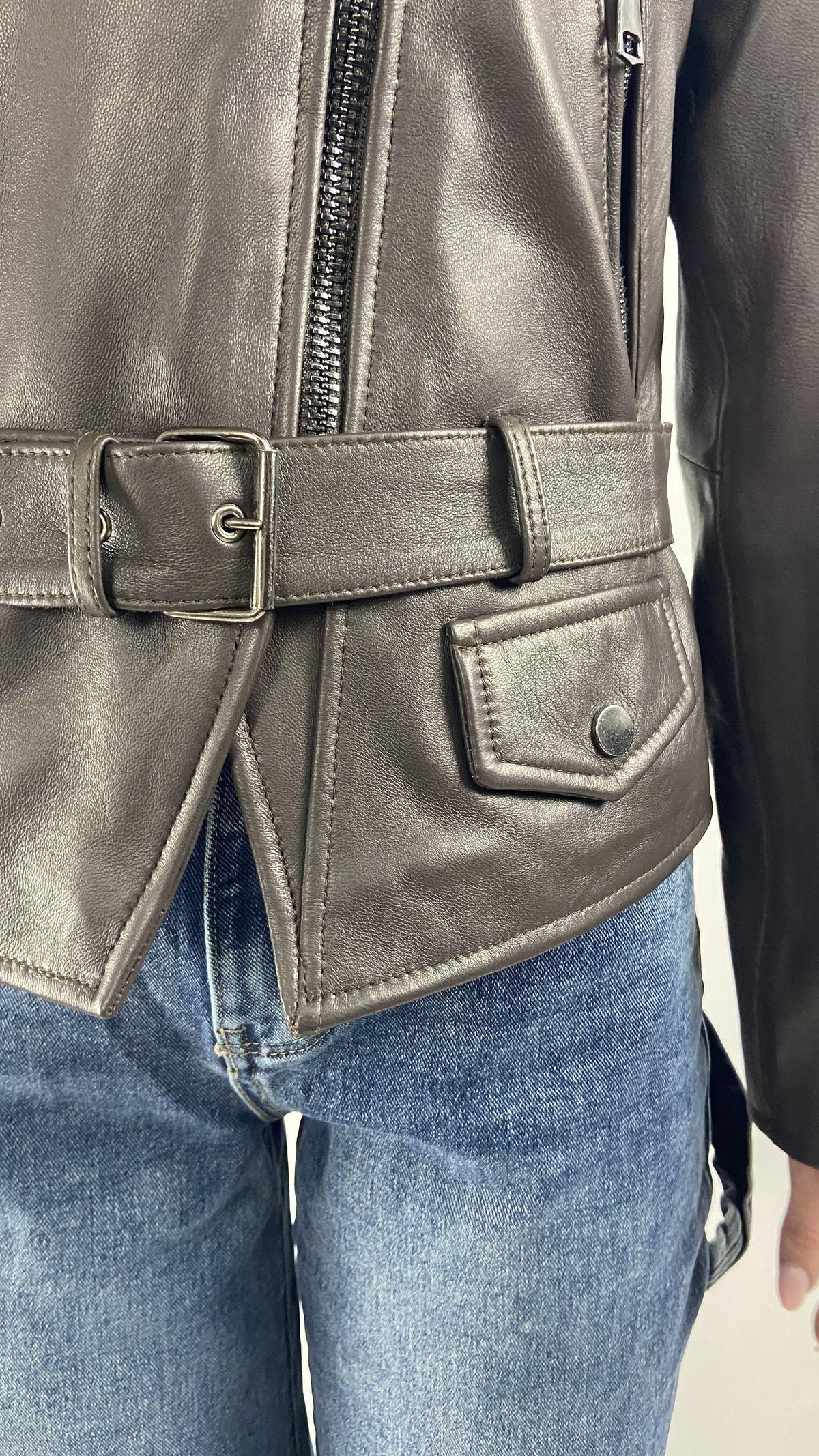 Giubbotto chiodo in pelle P104 NERO OFELIA 