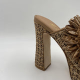Sabot aperto in raffia con fiore