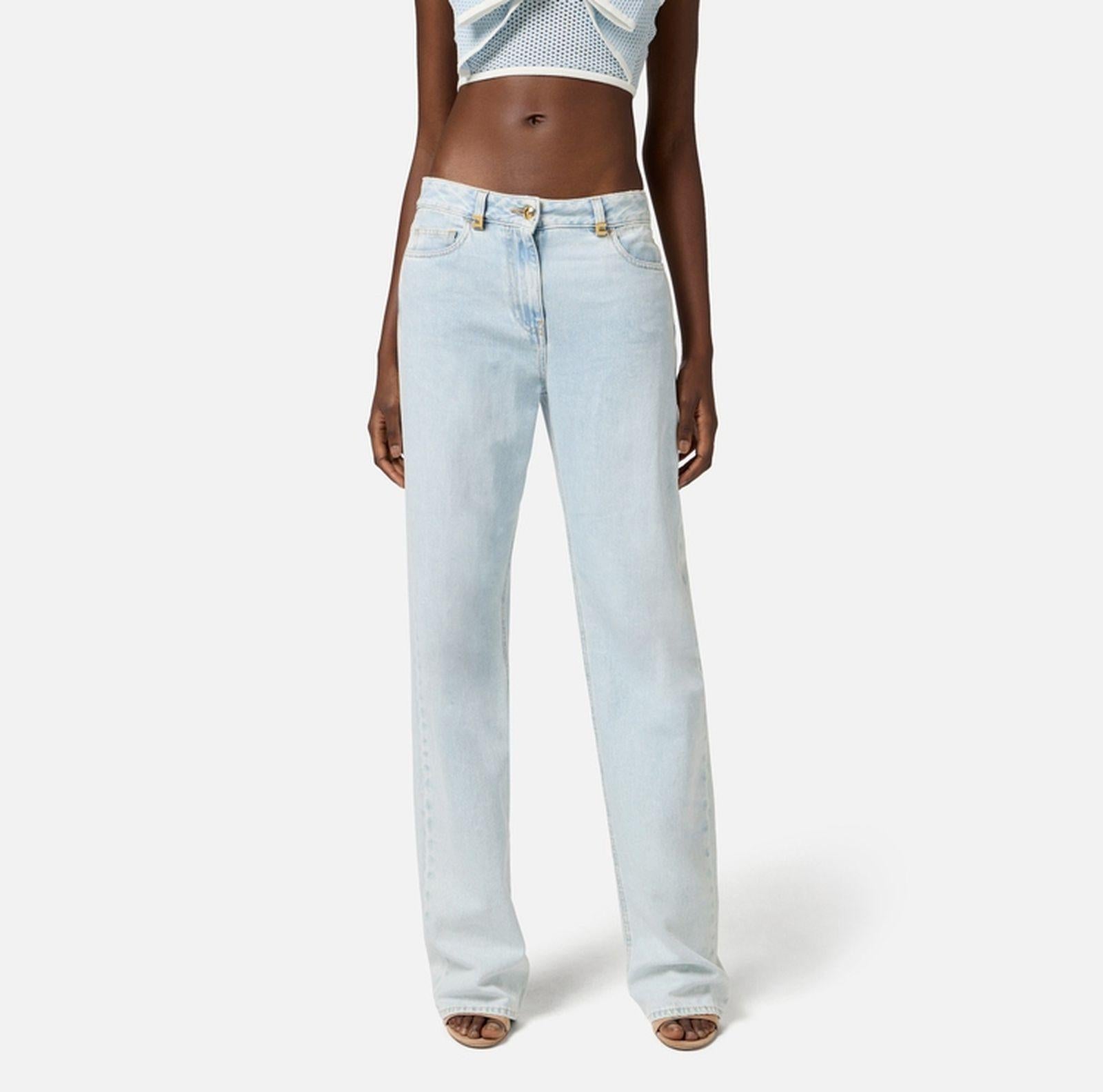 Jeans a palazzo con dettaglio logo - Elisabetta Franchi PJ94I51E2 192 ELISABETTA FRANCHI 
