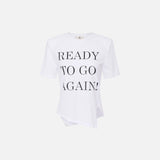 T-shirt in jersey asimmetrica con lettering