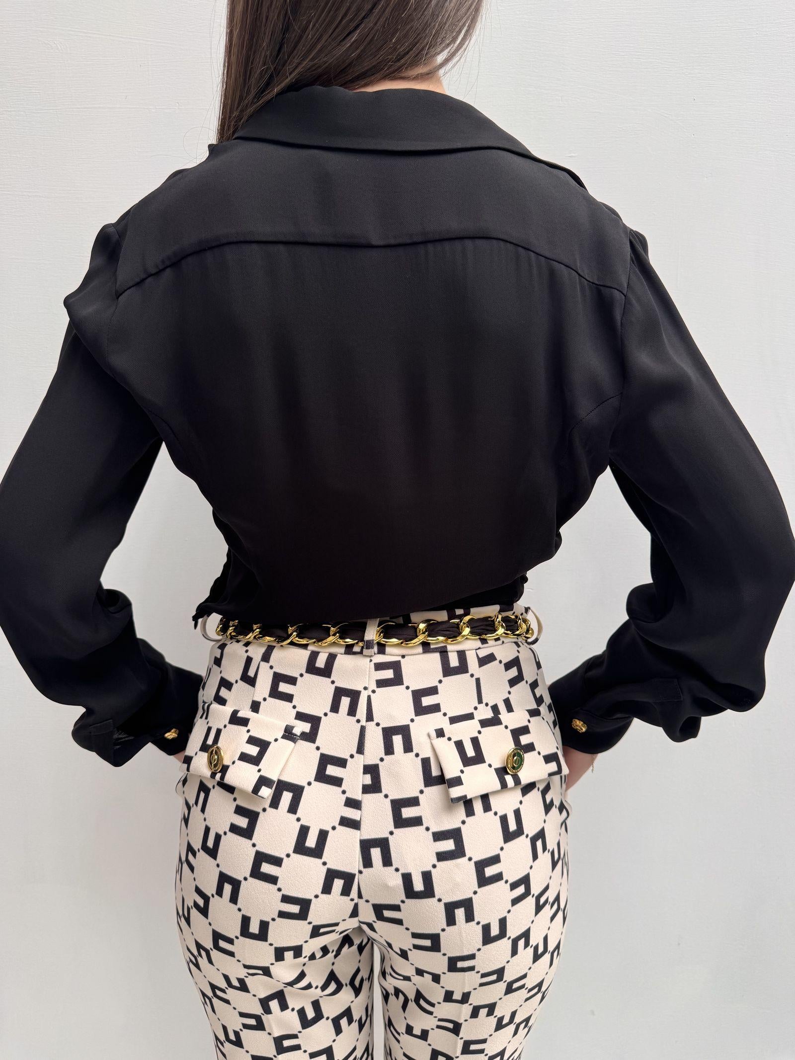 Camicia crop con charms - Elisabetta Franchi CA01931E2 110 ELISABETTA FRANCHI 