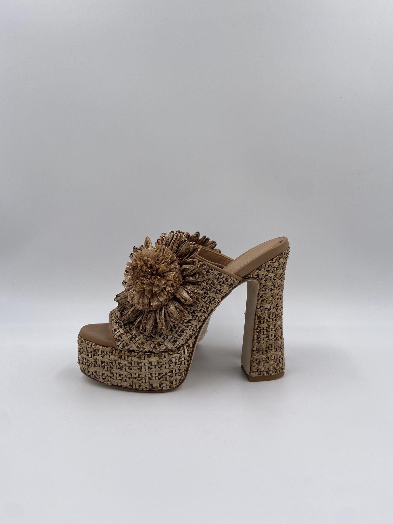 Sabot aperto in raffia con fiore 2588 BEIGE OFELIA 