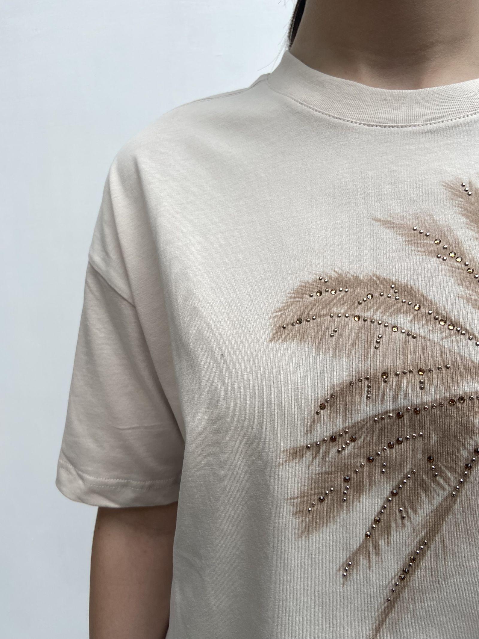 T-shirt con stampa TS301 BEIGE TOP-TEE 
