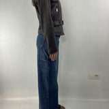 Giubbotto chiodo in pelle P104 NERO OFELIA 