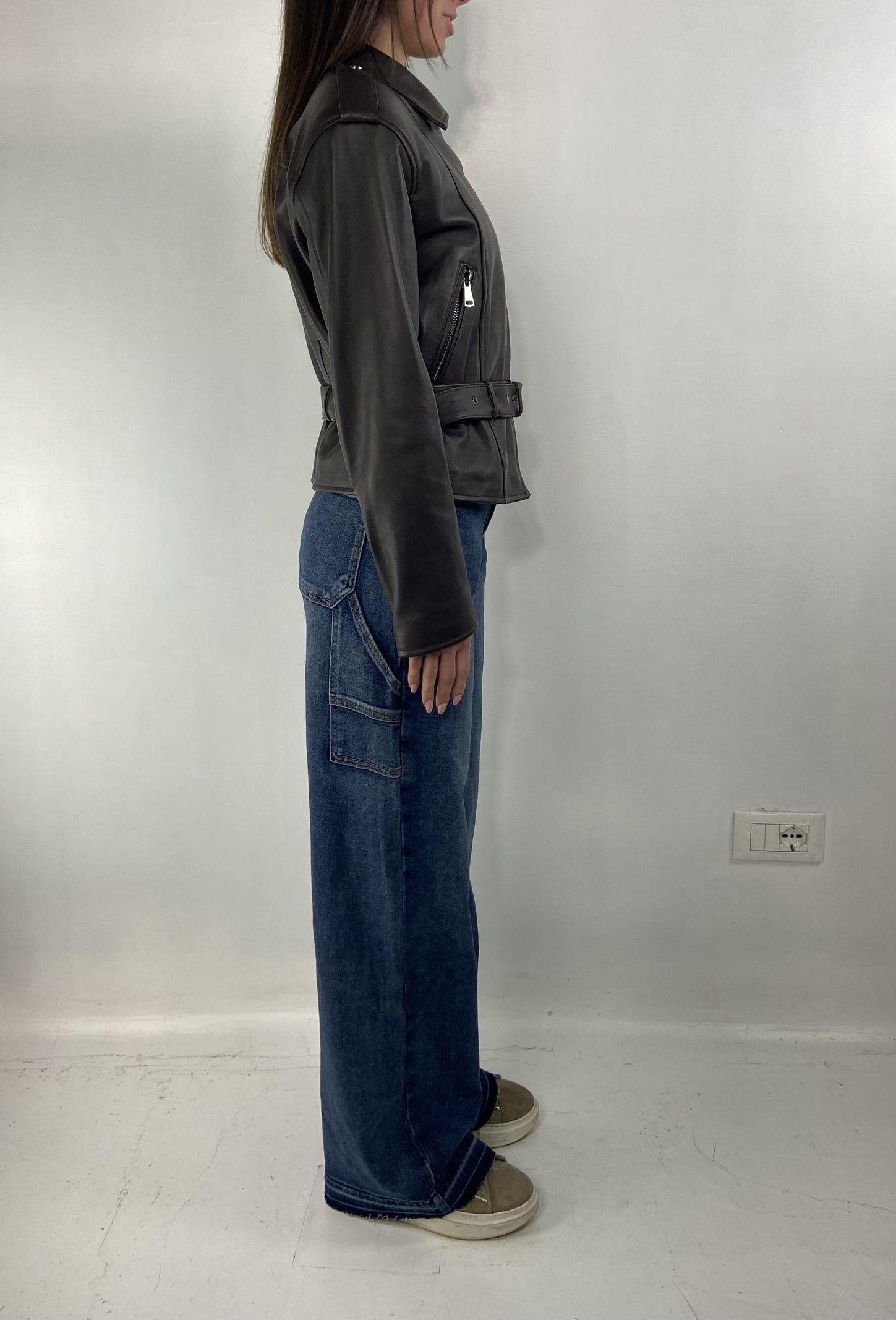 Giubbotto chiodo in pelle P104 NERO OFELIA 