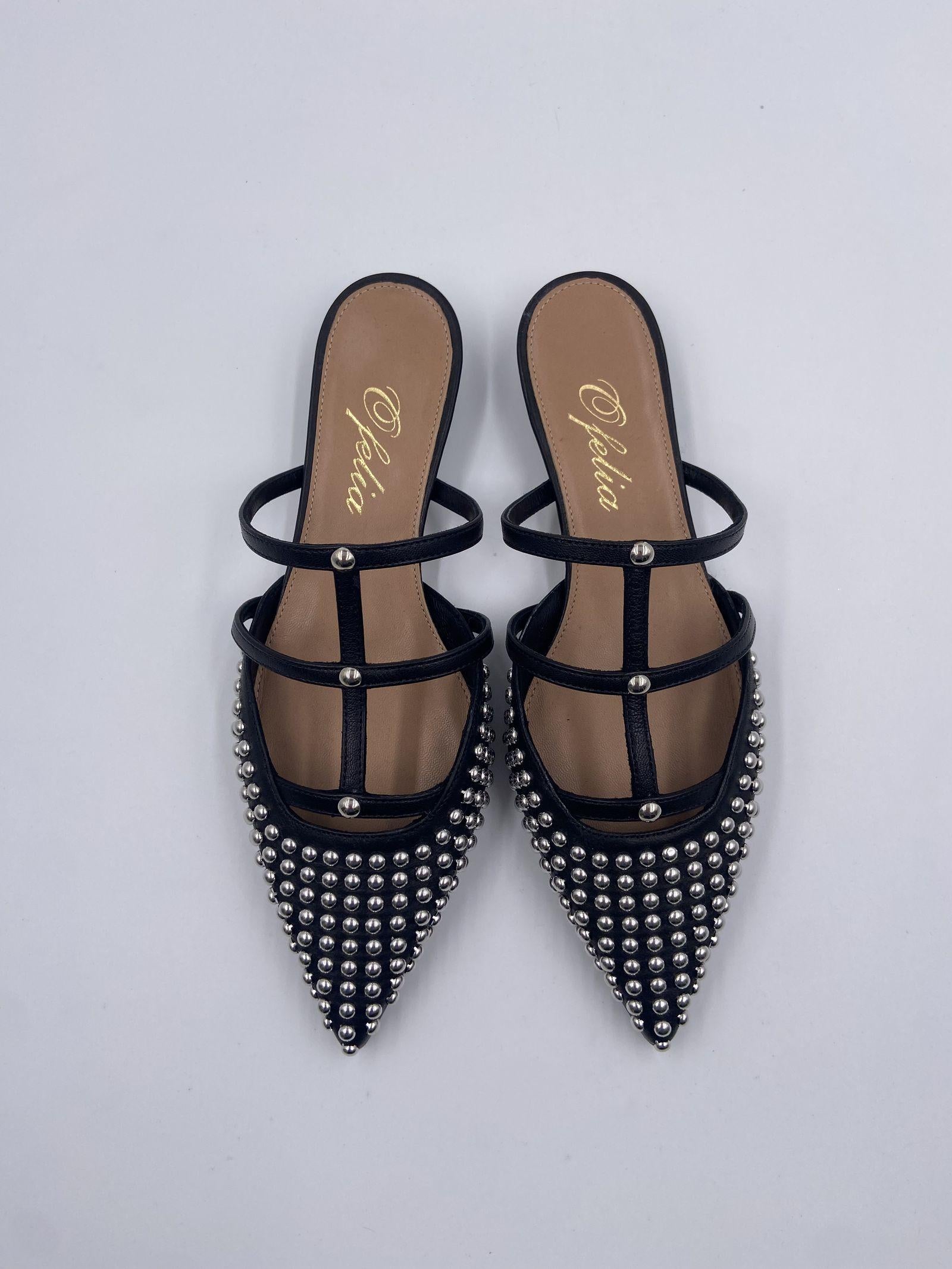 Scarpa bassa aperta con borchie 2569 NERO OFELIA 