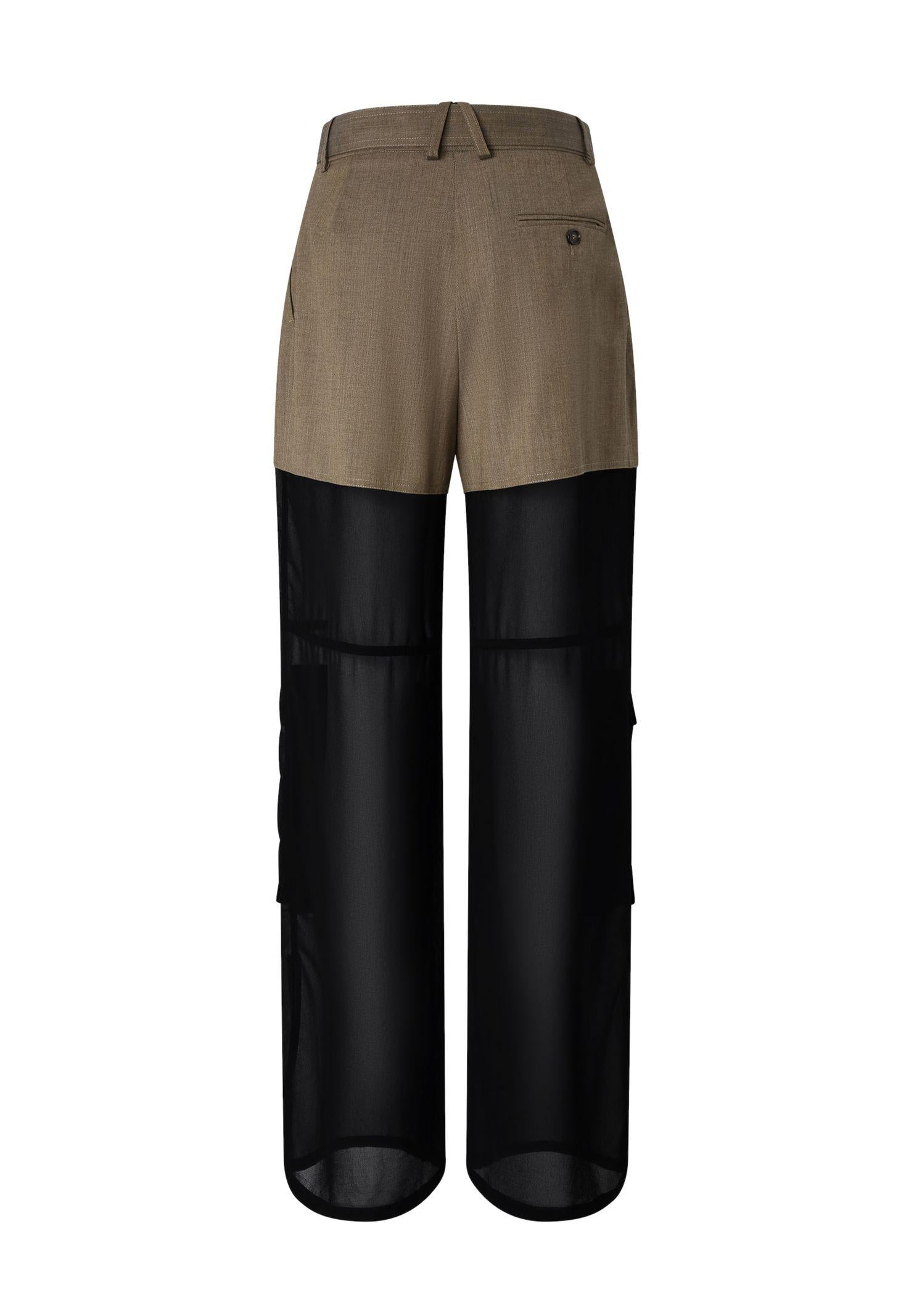 Pantalone cargo con georgette semitrasparente 104908-A2HC L67 PINKO 