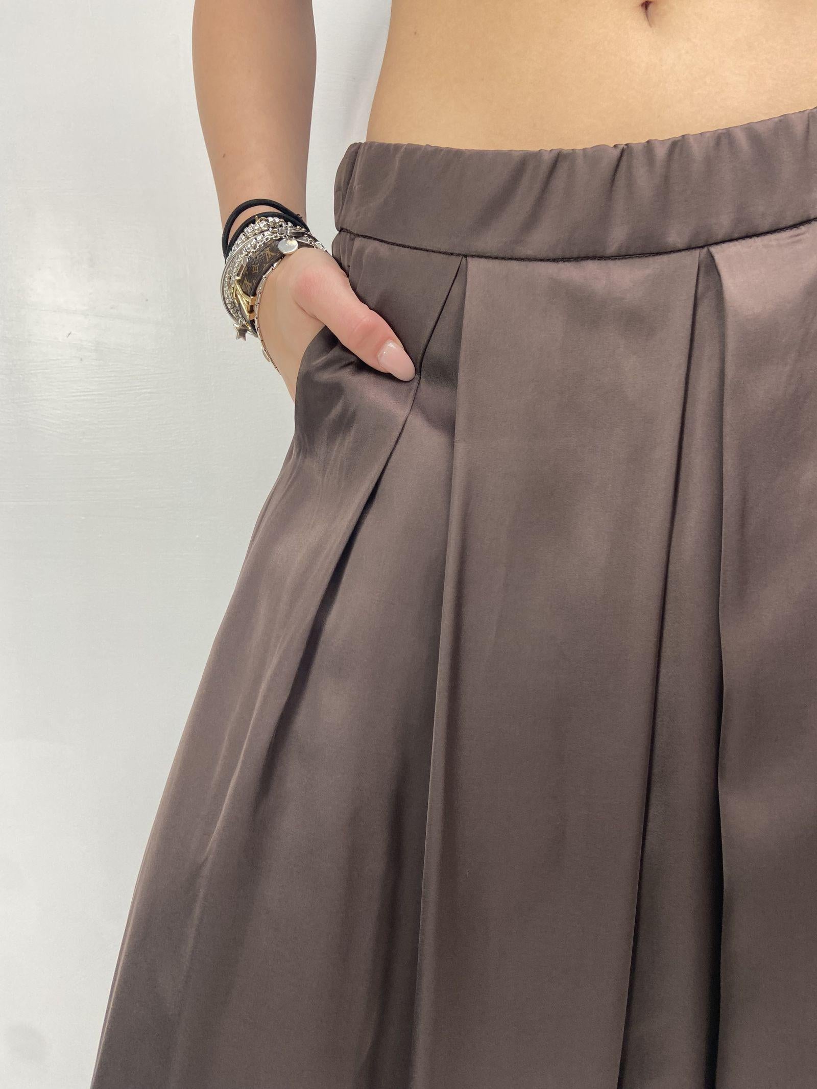 Gonna in raso con pieghe SK1027 MORO OFELIA 