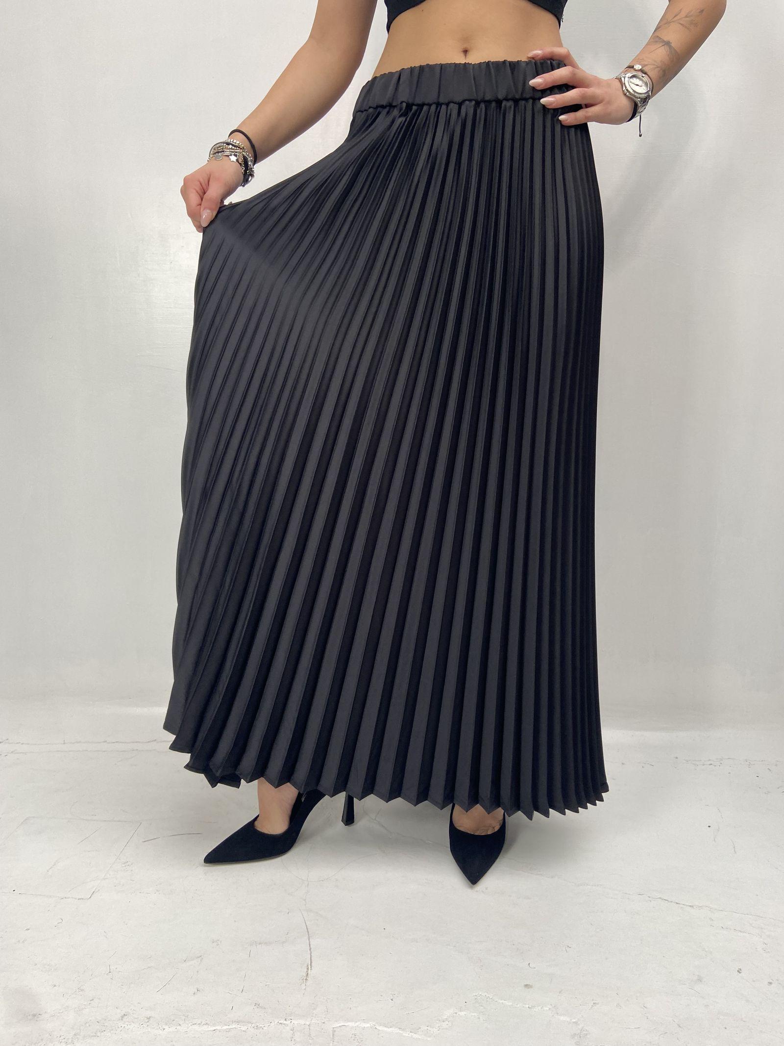 Gonna in raso plissè SK1183 NERO OFELIA 