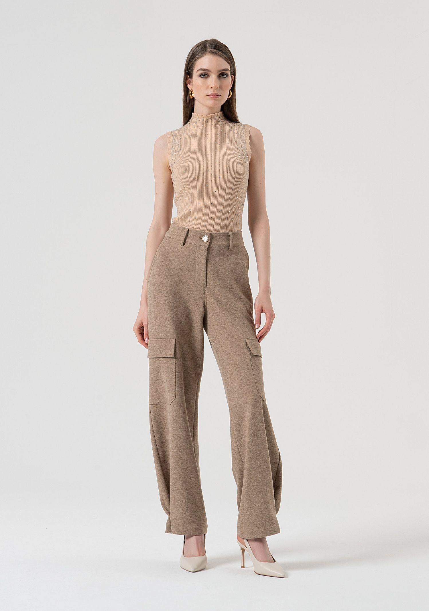 Pantalone cargo vita alta FR25WVC014W80501 L46 FRACOMINA 