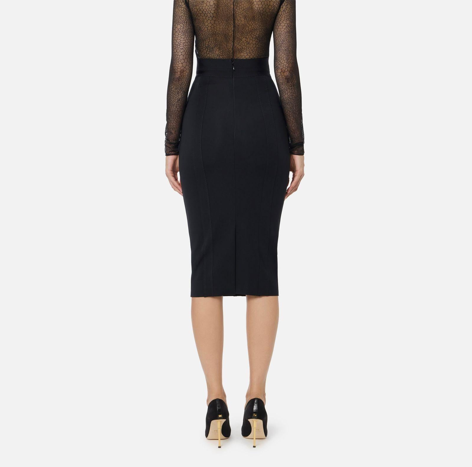 Gonna bielastica con logo - Elisabetta Franchi GO12156E2 110 ELISABETTA FRANCHI 
